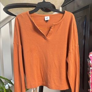 CAbi Rust Long Sleeve V-Neck Top
